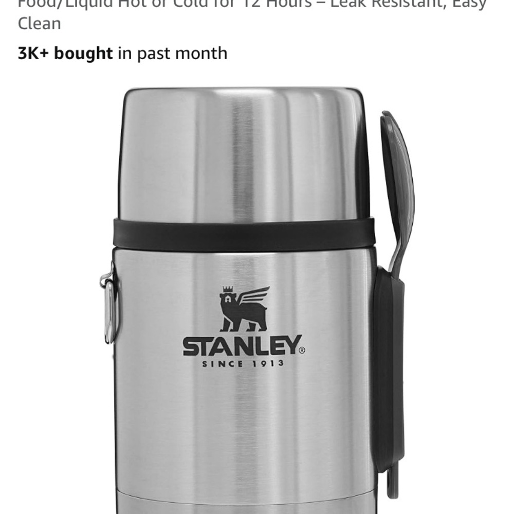 Stanley Silver Thermos with Spoon- 18 oz